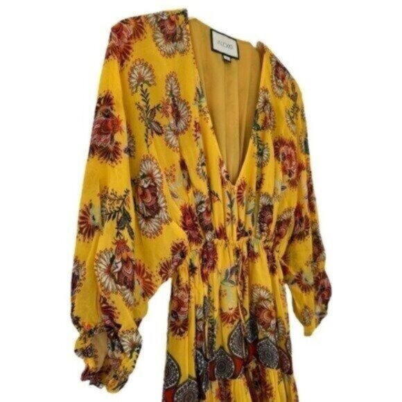 Alexis Holli Amber Bloom Floral Print Bohemian Tiered Mini Dress Size S - Picture 4 of 11